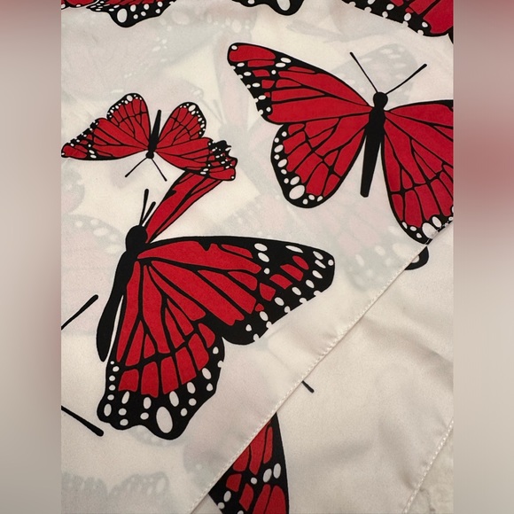 Fab like new Echo 34.5” square scarf red butterflies - Picture 4 of 6
